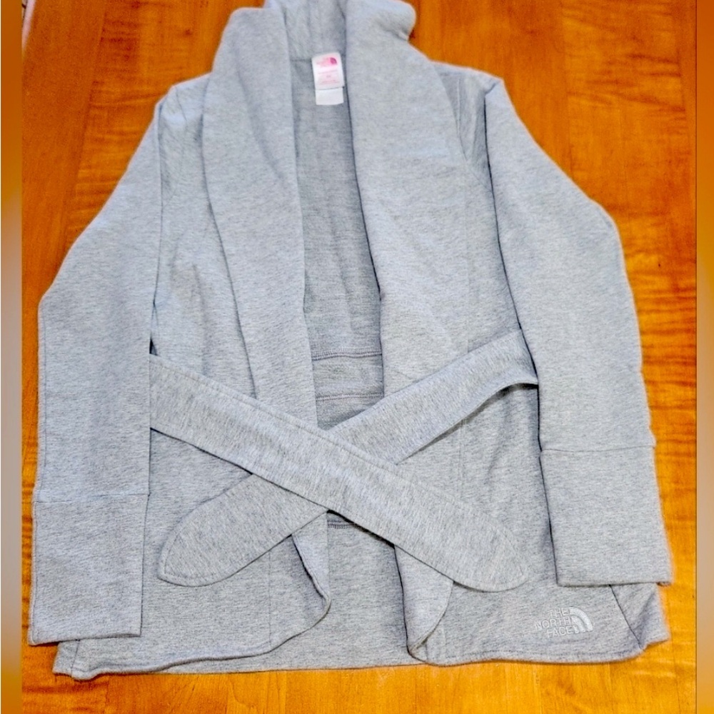 The North Face Cardigan Sweatshirt With Tie Medium Gray. Great condition.